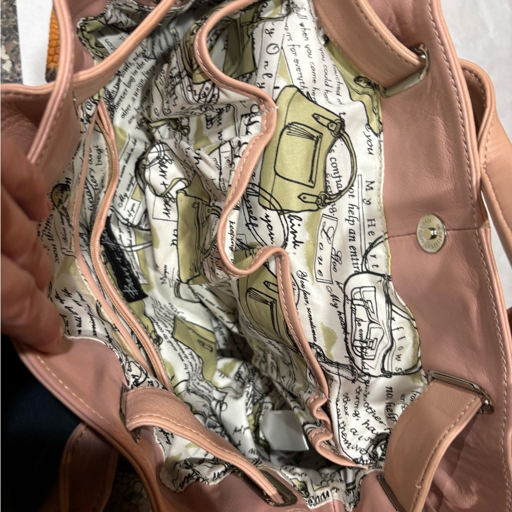 BARR + BARR NWOT crossbody/shoulder, Snake Print Tote Bag pink, orange dust bag - Picture 14 of 16